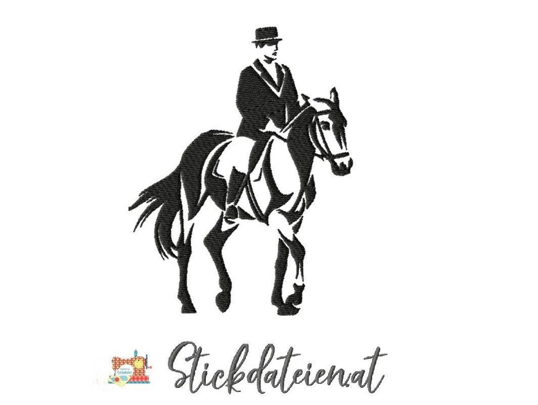 Stickdatei Dressurreiter, Pferdesport Stickdatei 13x18, Maschinensticken