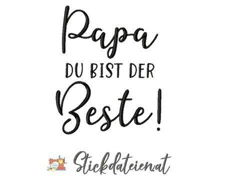 Stickdatei Vatertag, Bester Papa Stickdatei in 3 Größen, Maschinensticken