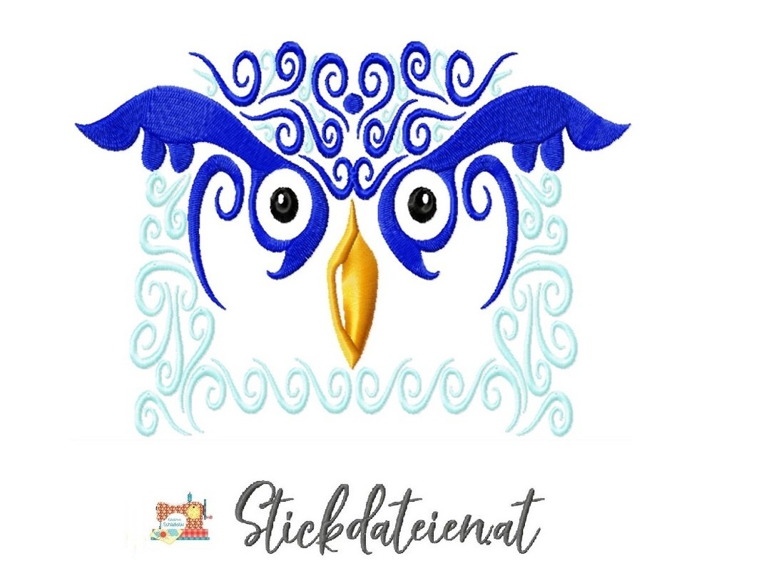 Stickdatei Eule elegant, Stickdatei 13x18, moderner Eulenkopf