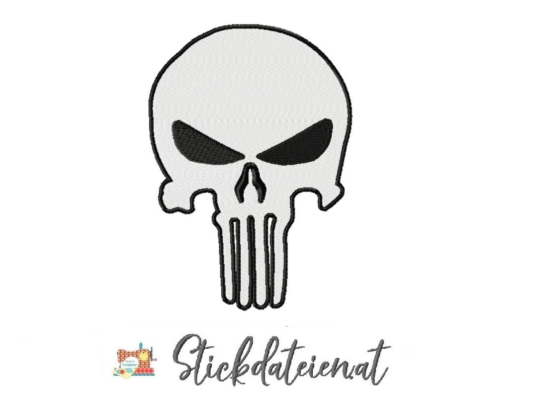 Totenkopf STICKDATEI, Monster Stickdatei, gruselige Stickdatei