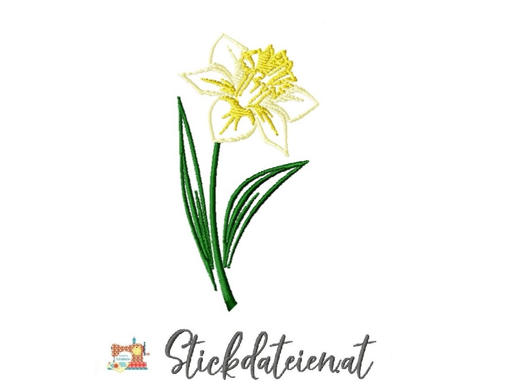 Stickdatei Narzisse 10x10, Narzissen Stickvorlage, Maschinensticken