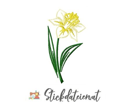 Stickdatei Narzisse 10x10, Narzissen Stickvorlage, Maschinensticken