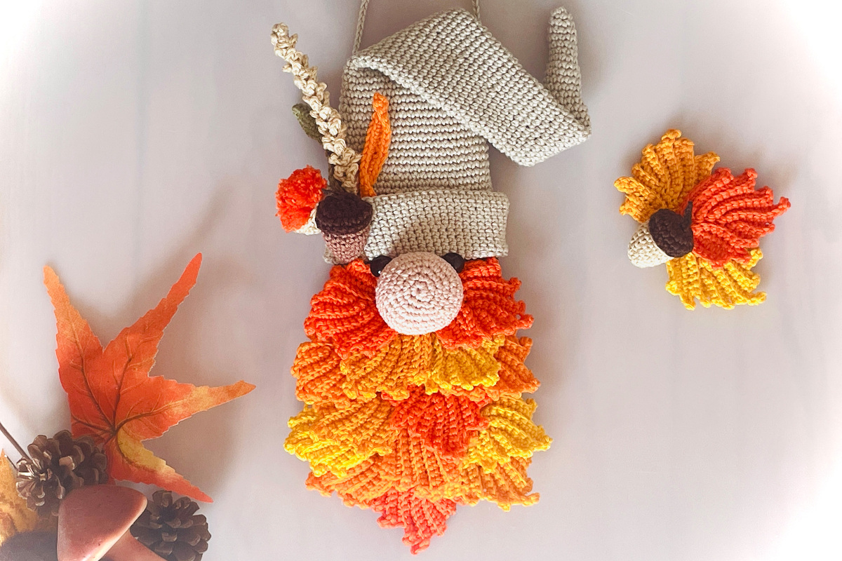 Herbst Gnome Haustürschild Häkelanleitung Amigurumi