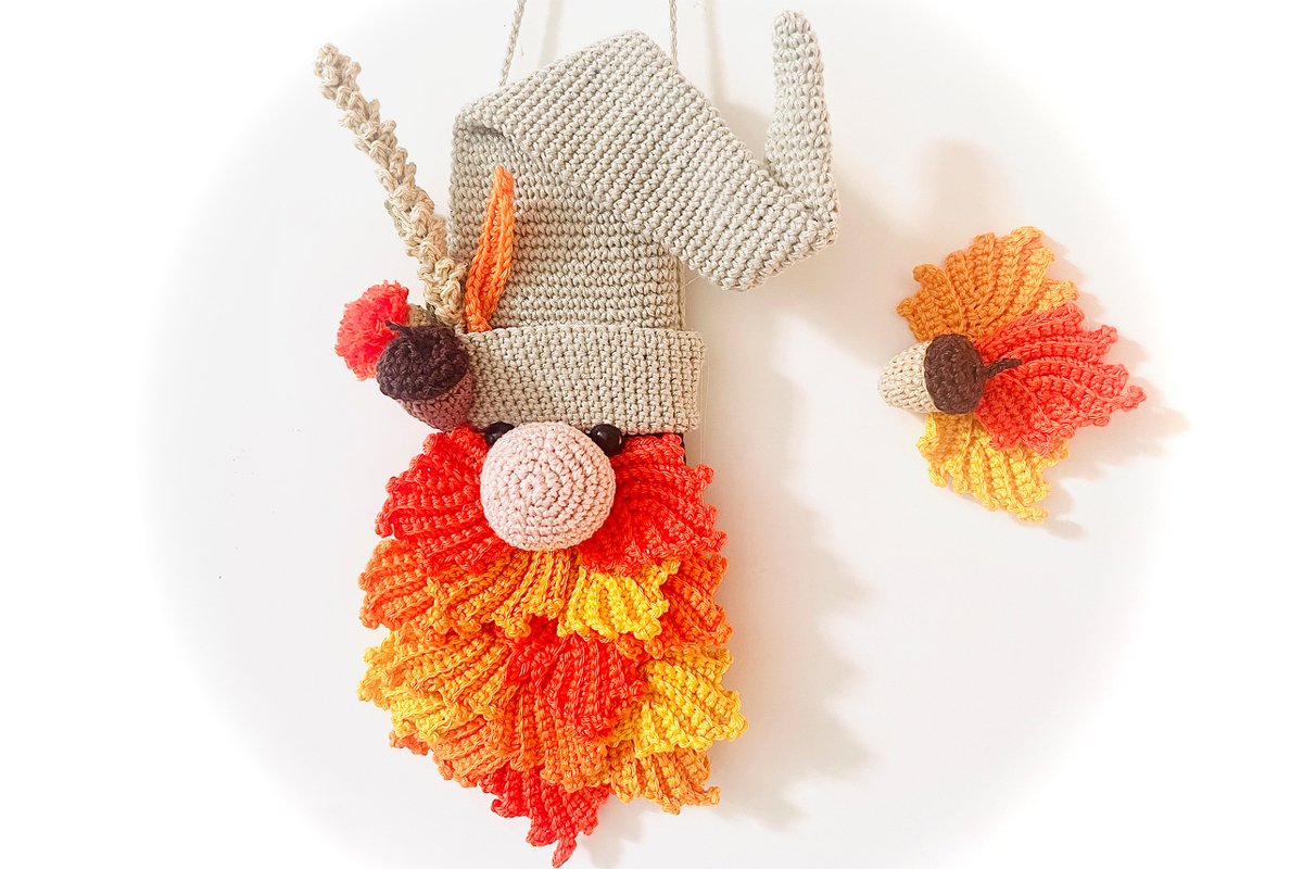 Herbst Gnome Haustürschild Häkelanleitung Amigurumi - Bild 2