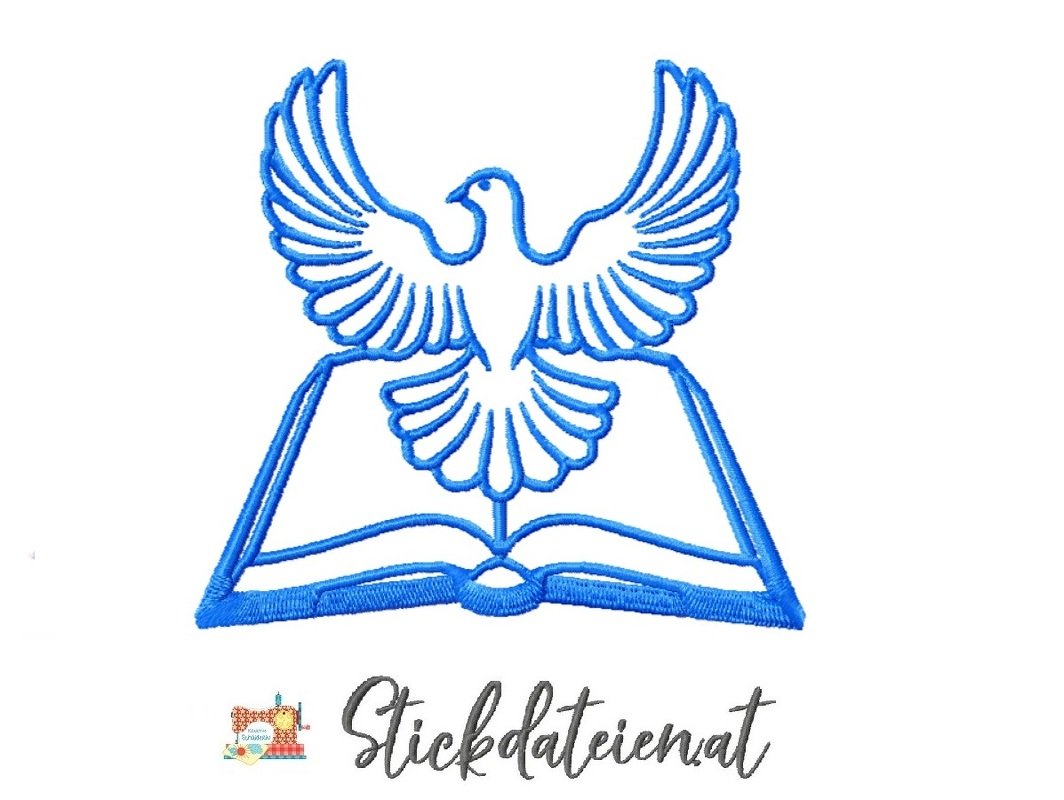 Stickdatei Buch mit Taube, Kommunion, Taufe Stickdatei, Maschinensticken