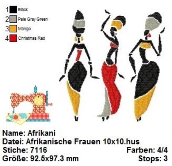 Stickdatei mit Afrikanischen Frauen, stickdatei kulturen, afrika stickmotiv