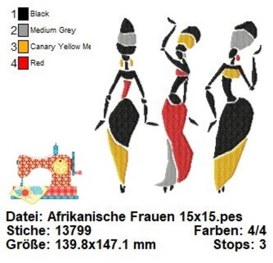 Stickdatei mit Afrikanischen Frauen, stickdatei kulturen, afrika stickmotiv