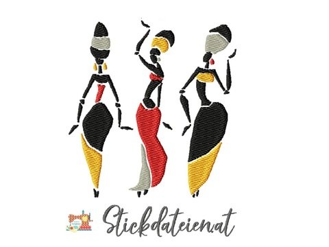 Stickdatei mit Afrikanischen Frauen, stickdatei kulturen, afrika stickmotiv