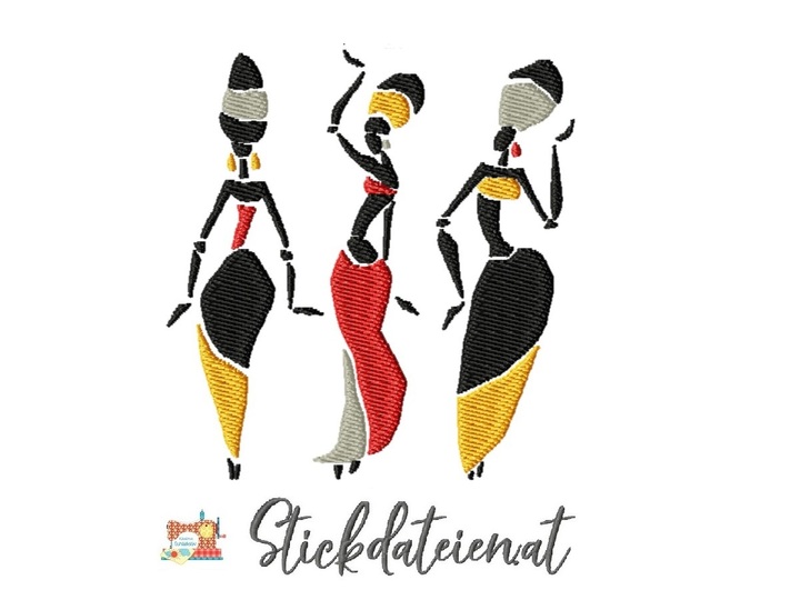 Stickdatei mit Afrikanischen Frauen, stickdatei kulturen, afrika stickmotiv