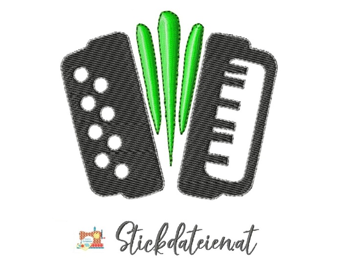 Akkordeon Stickdatei, Musik Harmonika Stickdatei 10x10, Maschinensticken