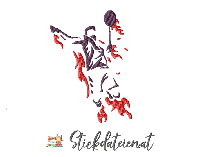 Stickdatei Badminton, Ballsport Stickdatei in 3 Größen, Federball Stick