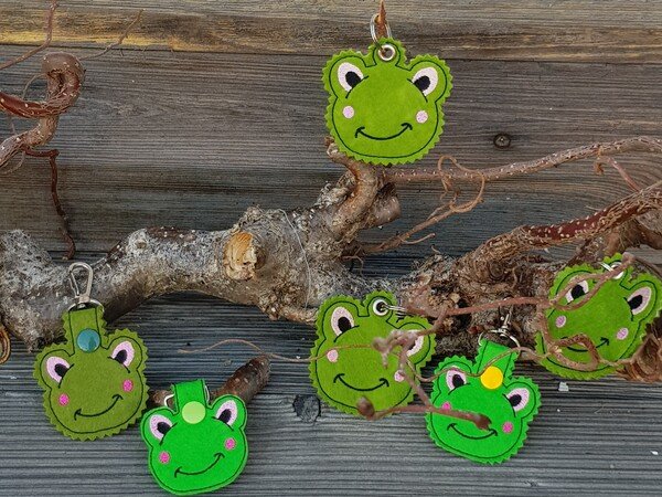 Stickdatei Frosch Anhänger Schlüsselanhänger