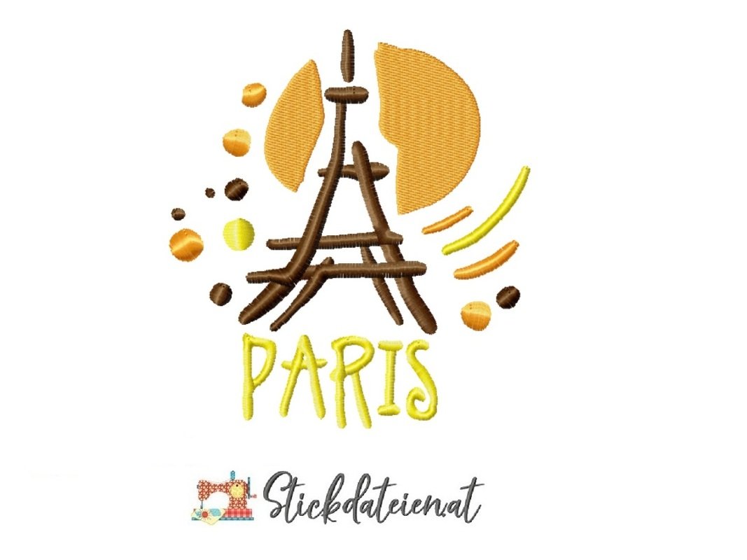 Stickdatei Paris, Eifelturm Stickvorlage, Maschinensticken