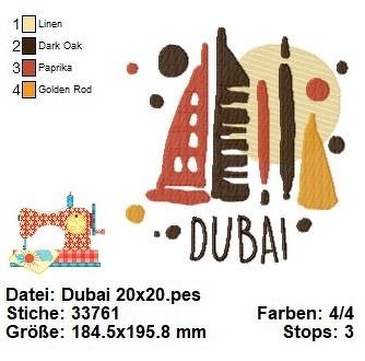 Stickdatei Dubai, Burj Khalifa Stickvorlage, Maschinensticken in 3 Größen - Bild 3