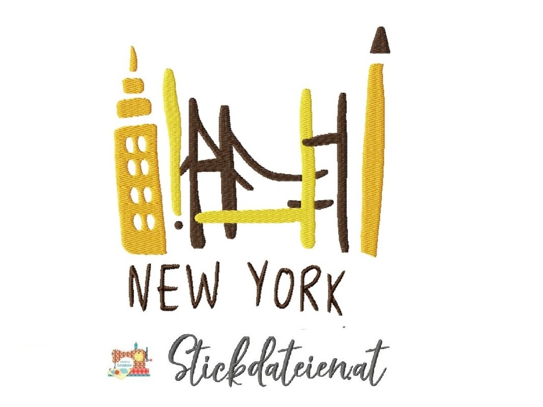 Stickdatei Brooklyn Bridge, New York, USA Stickvorlage in 3 Größen