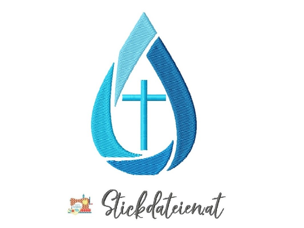 Stickdatei Wassertropfen, Kommunion, Taufe Stickvorlage in 3 Größen