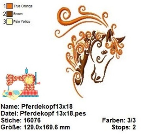 Stickdatei Pferdekopf, Stickdatei Pferd, elegante Stickdatei