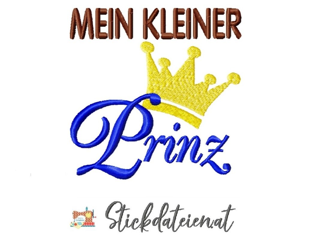 Stickdatei Prinz, Stickdatei 10x10 Tiara, Krone mit Schriftzug Stickvorlage
