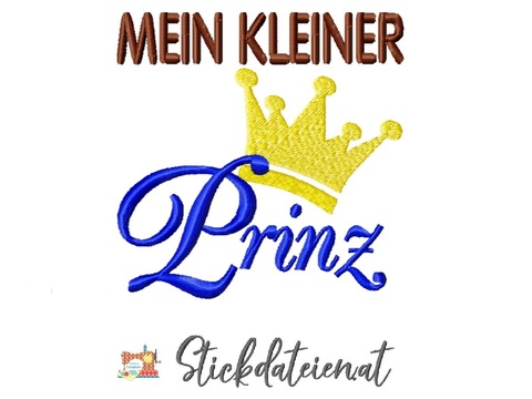 Stickdatei Prinz, Stickdatei 10x10 Tiara, Krone mit Schriftzug Stickvorlage