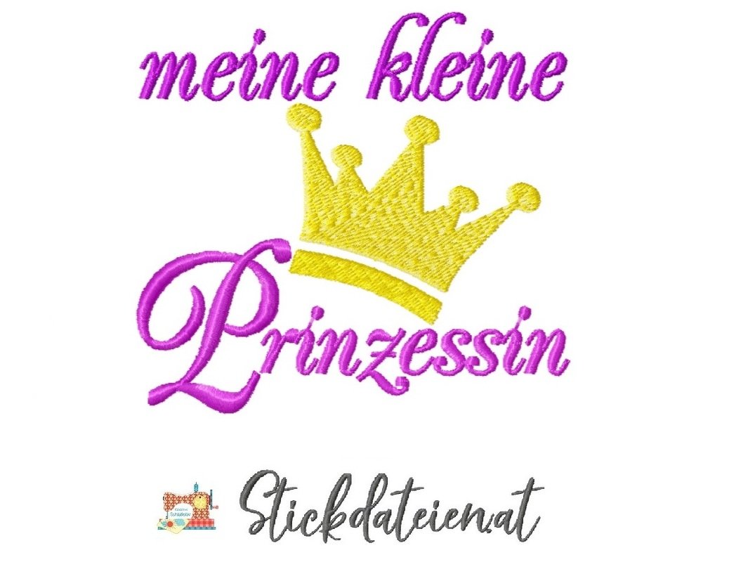 Stickdatei Prinzessin, Stickdatei 10x10 Tiara, Krone mit Schriftzug