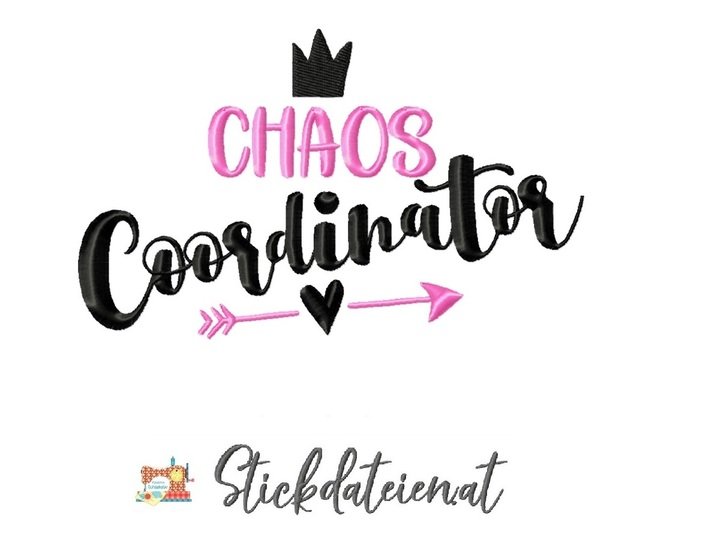 Stickdatei Muttertag, Chaos Coordinator Schriftzug Stickdatei in 2 Größen