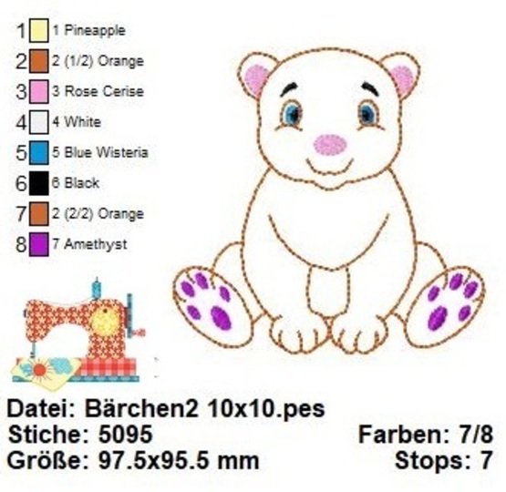 Stickdatei Bärchen, Doodle Applikation Bärenbaby, Stickdatei Set