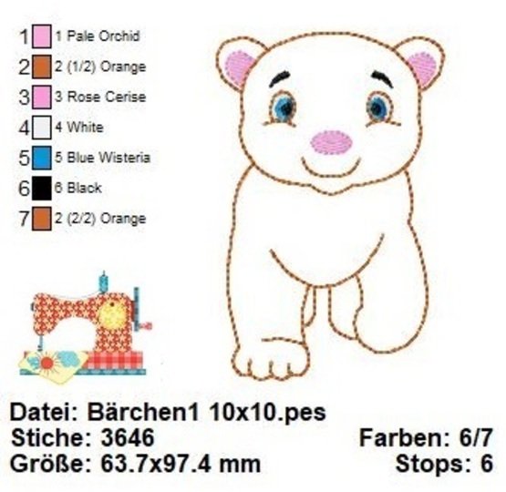 Stickdatei Bärchen, Doodle Applikation Bärenbaby, Stickdatei Set