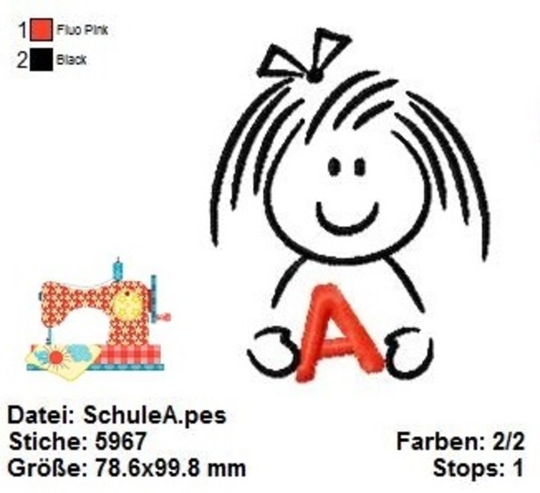 Stickdatei Schulkinder, Tafelklassler Stickdatei, Set Stickdateien 10x10