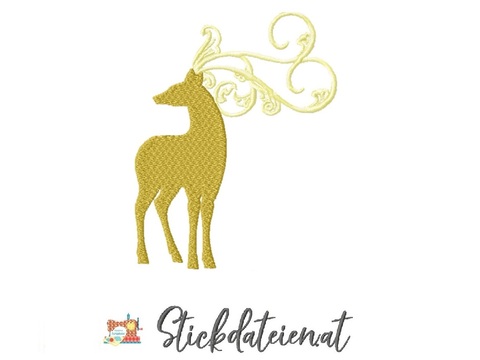 Stickdatei Reh, Hirschkuh elegantes Jagdmotiv, Stickdatei 10x10