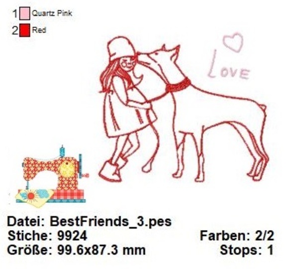 Stickdatei für Hundefreunde, Hundeliebe Stickdatei 10x10, Hunderassen