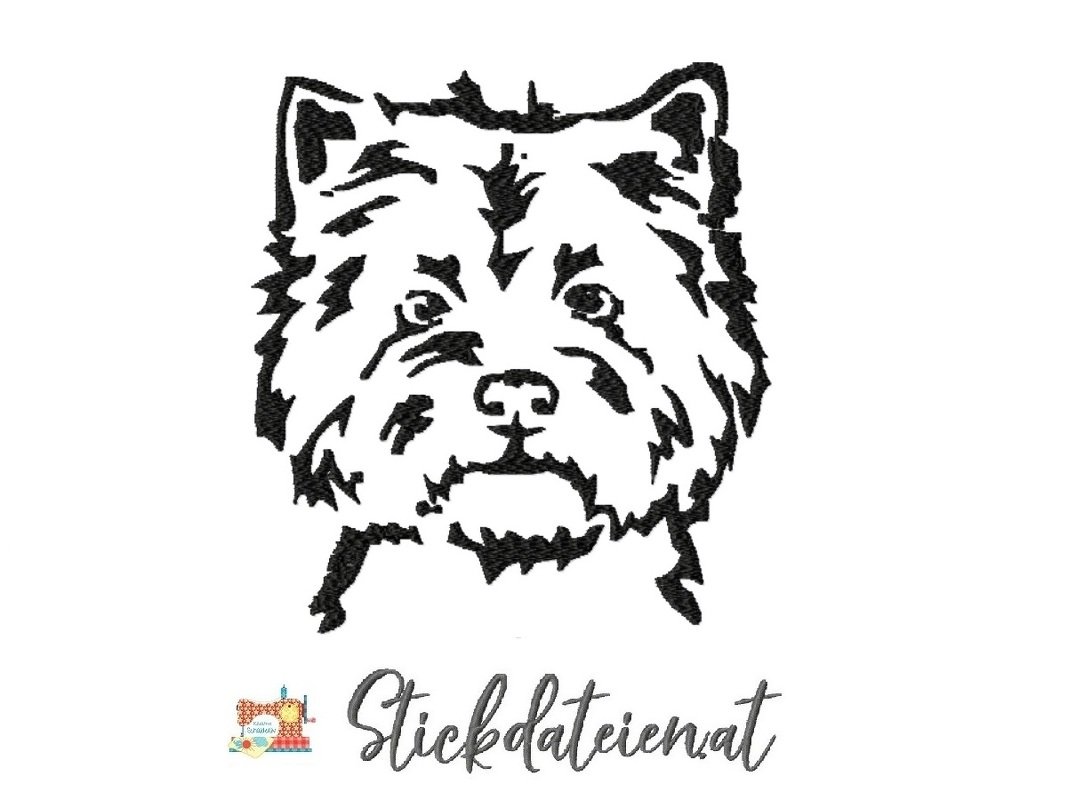 Stickdatei West Highland Terrier, Hunderasse Stickdatei 10x10, Stickvorlage