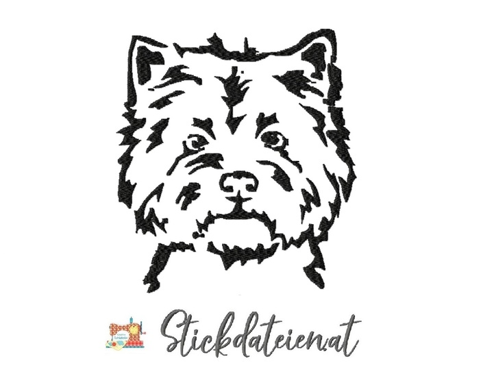 Stickdatei West Highland Terrier, Hunderasse Stickdatei 10x10, Stickvorlage