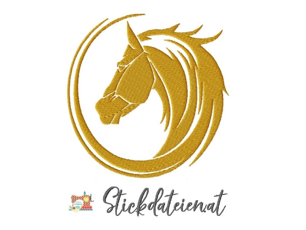 Stickdatei Pferdekopf, Reitsport Stickdatei, Maschinensticken Pferde
