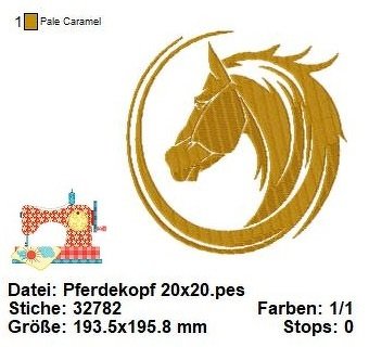 Stickdatei Pferdekopf, Reitsport Stickdatei, Maschinensticken Pferde - Bild 2