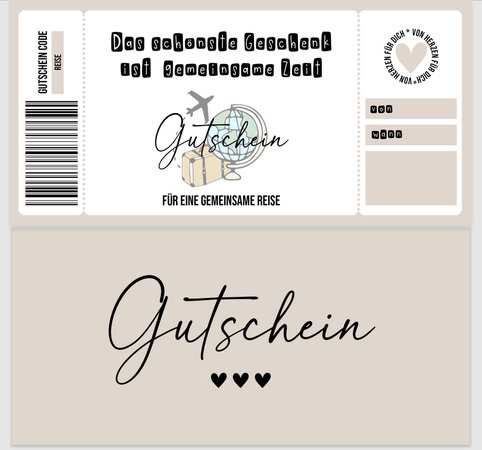 Gutschein zum Ausdrucken REISE digitale Datei Gutschein DOWNLOAD