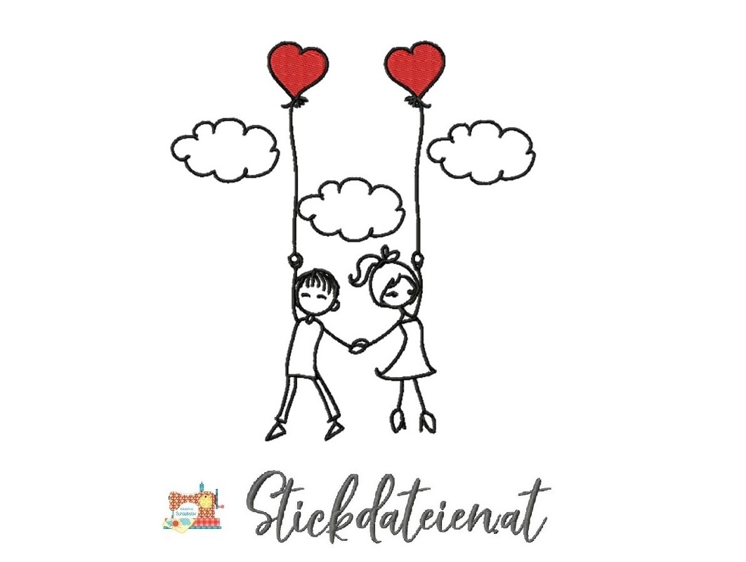 Liebespaar Stickdatei, Brautpaar Stickdatei, Hochzeit Stickdatei
