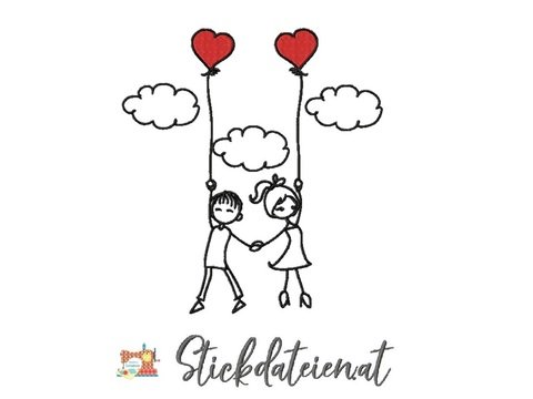 Liebespaar Stickdatei, Brautpaar Stickdatei, Hochzeit Stickdatei