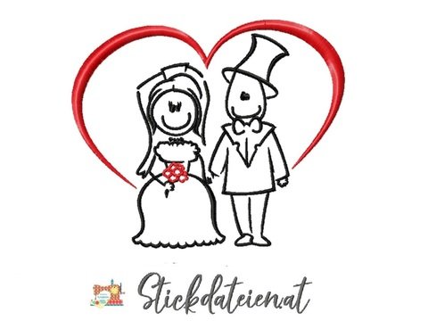 Hochzeitspaar Stickdatei, Brautpaar Stickdatei, Hochzeit Stickdatei