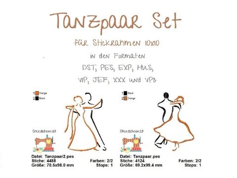 TANZSTICKDATEI, Stickdateien Set tanzen, Liebesstickdatei, Paartanz Stick