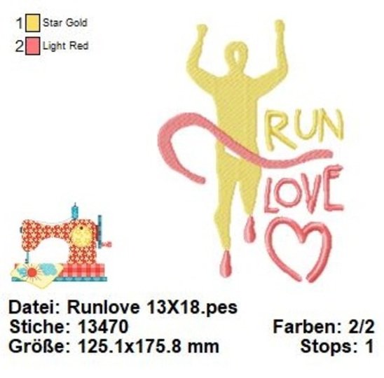 LAUFSTICKDATEI, Triathlon Stickdatei, Sport Stickdatei, Laufsport Stickerei