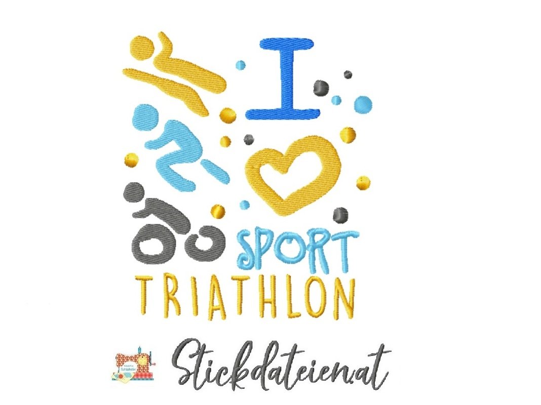 Stickdatei Triathlon, Stickdatei Laufen, Stickdatei für Sportler