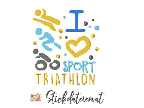 Stickdatei Triathlon, Stickdatei Laufen, Stickdatei für Sportler