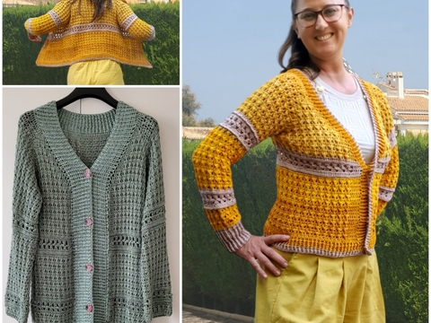 Häkelanleitung Spring Romance: klassische RVO-Jacke mit V-Ausschnitt