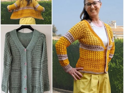 Häkelanleitung Spring Romance: klassische RVO-Jacke mit V-Ausschnitt