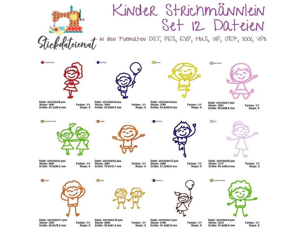 Stickdateien Kindermotiv, Kinder Set Stickdateien, Maschinensticken