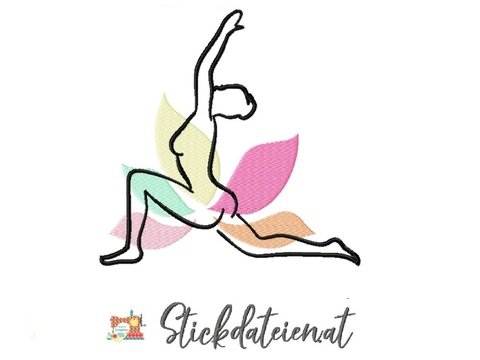 Yoga Stickdatei, Low Lunge, Stickdatei Relax, Anjaneyasana Stickdatei