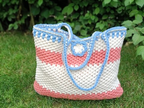 „Sommertraum“ Häkelanleitung – Waschbare Textilgarn-Tasche/Shopper als PDF