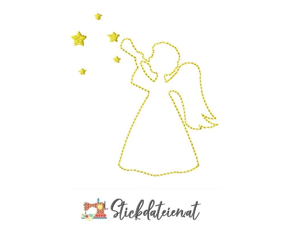 Schutzengel Stickdatei, Engel Stickdatei 10x10 doodle, maschinensticken