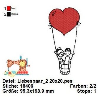 Liebespaar Stickdatei, Brautpaar Stickdatei, Hochzeit Stickdatei in 2 Größe - Bild 3