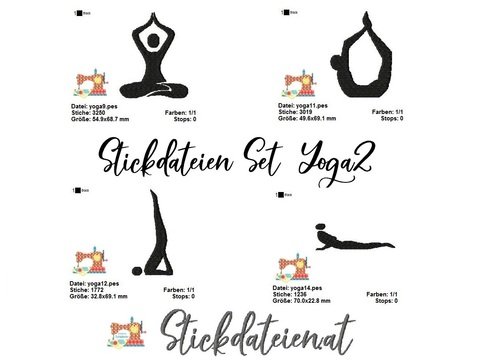 Stickdateien YOGA Set, Stickdatei Relax, Namaste Stickdatei, Maschinenstick
